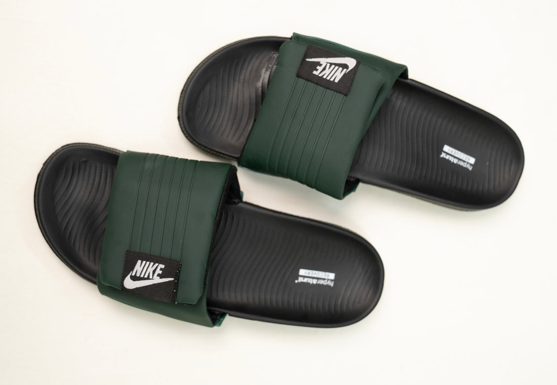 NIKE OLIVE GREEN SLIDES