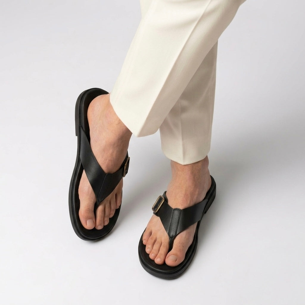 MZ Black Flip Flops for Him