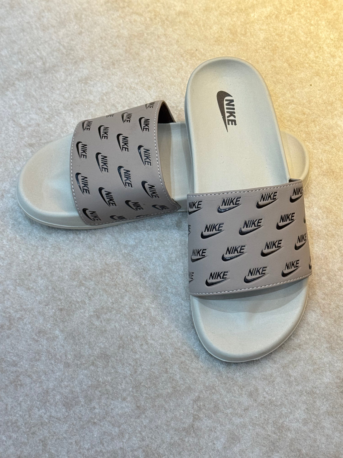 Nik Beige Slides for Him